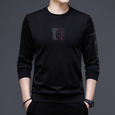男士长袖圆领纯色T恤韩版潮牌秋季卫衣男潮流男装上衣服打底T恤衫
