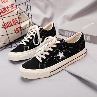 苏芈黑色鞋子男2021新款星星帆布鞋男潮流百搭原宿潮鞋平底ins板鞋女