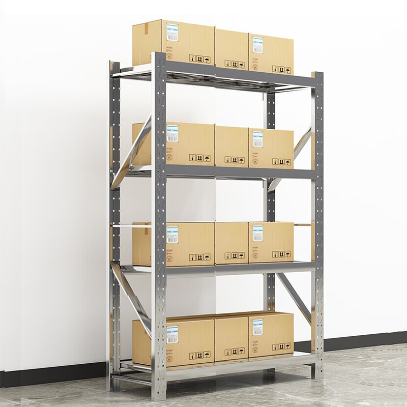 创世人 201不锈钢1.2m货架承重200kg收纳置物架四层仓储超市货架1200*600*2000mm