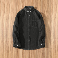男装春秋季新款牛仔衬衫男长袖宽松日系复古工装休闲衬衣男士外套