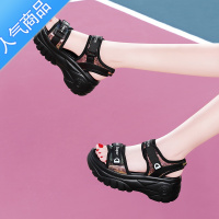 SUNTEK运动凉鞋女厚底松糕2023年新款夏季魔术贴老爹休闲鞋子增高沙滩鞋