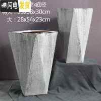 三维工匠北欧高筒陶瓷花盆特大大 大号家用创意君子兰盆景阳台托盘室 钻石311[送托盘、垫片] 特大花盆容器