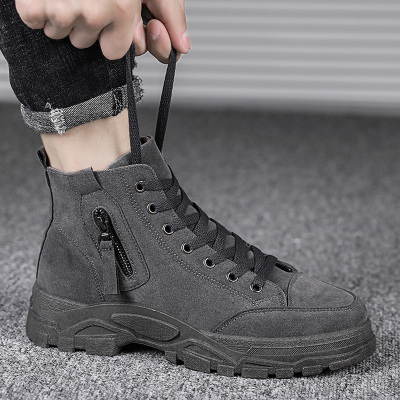 Ideamini秋冬季马丁靴男高帮英伦风百搭中帮加绒保暖棉鞋工装潮流男鞋潮鞋靴子