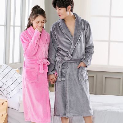 SleepyBear秋冬情侣加厚法兰绒女男珊瑚绒睡衣浴袍男浴衣保暖家居服