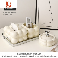 三维工匠奶油色风格棉花糖纸巾盒摆件现代轻奢家用客厅创意茶几陶瓷抽纸盒 棉花糖托盘套装-14