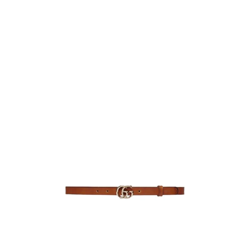 古驰(GUCCI)女款细腰带双G扣浅金色五金皮革配饰修饰身形提升气质