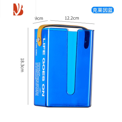 三维工匠创意纸巾盒可壁挂免打孔亚克力厨房卫生间墙面抽纸卷纸整理置物架 克兰因蓝-提手纸巾盒
