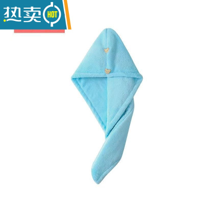 敬平干发帽吸水洗头发浴帽毛巾包头女加厚成人长发擦头巾器速干 蓝色[1条]+双层加厚