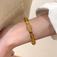 黄塔晶纯天然黄水晶手链招财转运金发晶手串轻奢小众精致手饰送女朋友老婆情人节七夕生日礼物