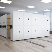 易企采 档案室手摇式轨道密集架移动资料档案柜财务凭证密集柜常规灰白色 单位:立方