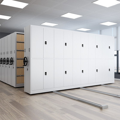 易企采 档案室手摇式轨道密集架移动资料档案柜财务凭证密集柜常规灰白色 单位:立方