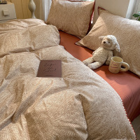 网红店铺秋冬季加厚全棉磨毛贝壳边四件套纯棉保暖被套床上用品