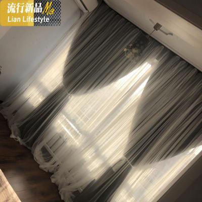 北欧双层布纱一体纯色遮光窗帘 2018简约现代定制客厅卧室飘窗帘 三维工匠