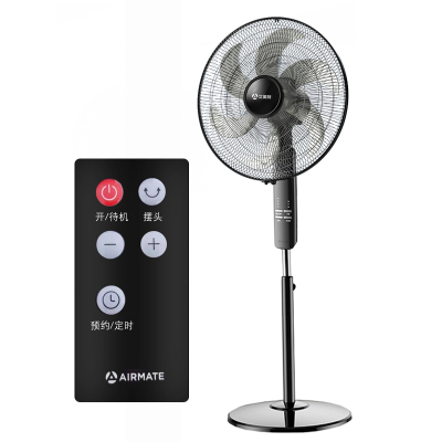 艾美特(Airmate)电风扇家用办公室宿舍客厅落地扇18吋大风力工业扇电扇6叶风扇遥控款黑色FS45-R2