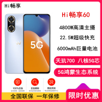 [全新] 华为智选 WIKO Hi畅享60 5G鸿蒙系统 8GB+256GB 冰晶蓝 天玑700芯 6000mAh大电池 22.5W快充 4800万影像 5G鸿蒙系统手机