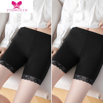 YUNWUXIN安全裤女防走光夏天薄款不卷边蕾丝保险外穿大码三分打底裤夏短裤