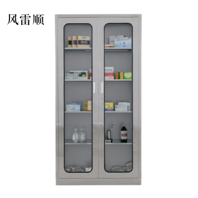 风雷顺文件柜不锈钢柜子储物柜资料柜档案柜带锁文件柜304通玻文件柜