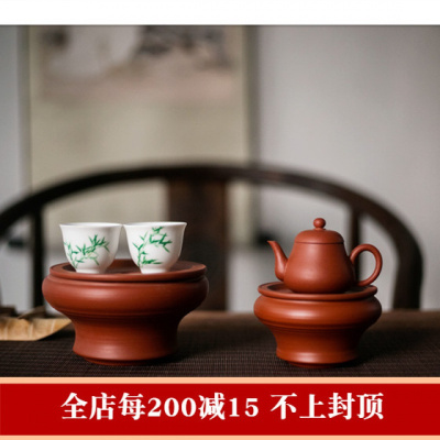 美帮汇手拉茶盘壶承迷你套装朱泥茶盘壶承红泥茶船干泡盘壶托