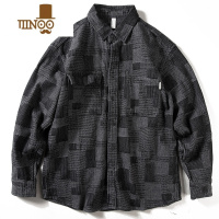 YANXU衬衫男长袖宽松复古ins潮牌上衣格子设计感小众痞帅牛仔外套