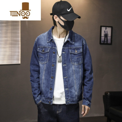 YANXU2023新款复古牛仔外套男潮牌帅气宽松工装夹克