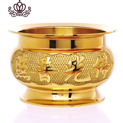 封后佛具用品铜香炉纯铜供佛供财神金玉立香炉家用室内插线香5寸佛光铜香炉香薰灯炉/器具