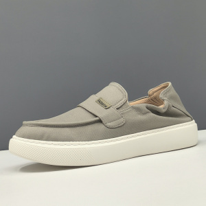 男士一脚蹬懒人休闲布鞋百搭板鞋男款潮鞋小众欧洲站透气豆豆鞋男