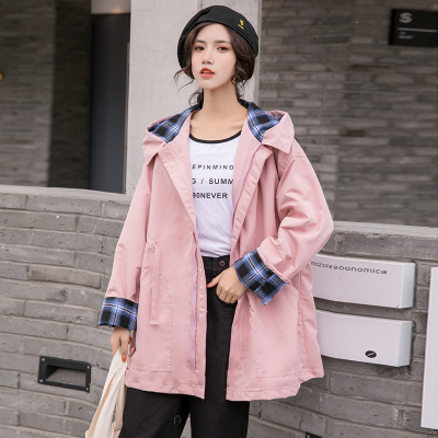 班俏banqiao外套女中长款风衣2020春秋新款初中高中学生韩版宽松休闲