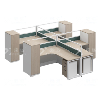 臻远ZYGW-151屏风工作卡位职员桌办公桌 T型四人衣柜款