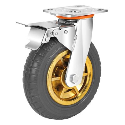 豫众诺 重型橡胶脚轮 8寸刹车轮 个