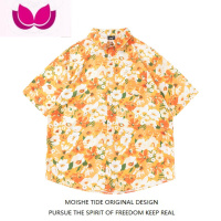 七斓MOISHE TIDE日系复古碎花满印短袖花衬衫男女宽松夏威夷情侣衬衣