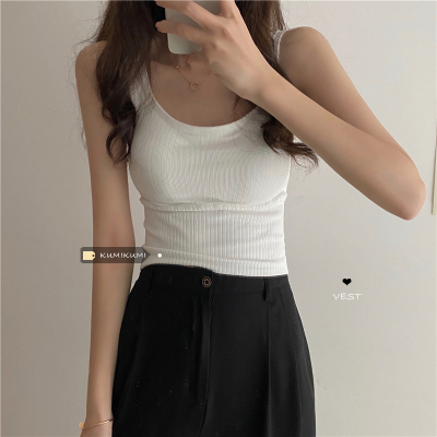 述雅u型美背吊带早春网红韩版外穿运动背心女内搭打底带胸垫内衣ins潮