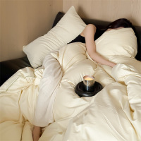 100支加厚长绒棉磨毛四件套纯棉全棉秋冬简约拼色床笠床上用品