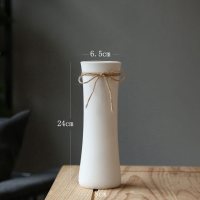 陶瓷干花满天星花瓶小清新简约白色麻绳家用花器现代简约装饰摆件 三维工匠 新朴石瓶(蝴蝶结)15*10cm