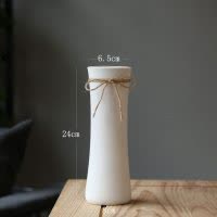 陶瓷干花满天星花瓶小清新简约白色麻绳家用花器现代简约装饰摆件 三维工匠 新朴石瓶(蝴蝶结)15*10cm