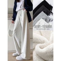加绒窄版香蕉阔腿裤女秋冬季新款宽松直筒休闲运动小个子卫裤