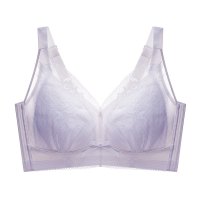 胖妹大胸显小文胸薄款大码内衣女无钢圈全罩杯聚拢收副乳上托胸罩