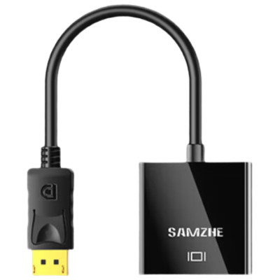 山泽(SAMZHE) DP转VGA转换器 Displayport转VGA母头转接头线 显示器投影仪高清线 黑色 PG02