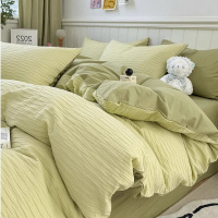 ins风高级感泡泡纱纯棉床上四件套100床单被套床笠床品三件套