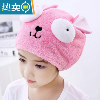 敬平儿童干发器女宝干发帽女吸水速干网红女童可爱公主浴帽韩国 粉色大眼兔[儿童款]
