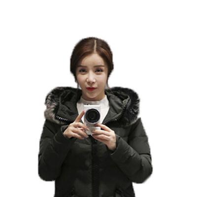 怪兽冬装修身羽绒服女士中长款狐狸毛领大码