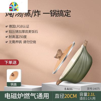北欧风电磁炉专用锅汤锅家用不粘锅煮锅炖锅熬阿胶锅专用锅 FENGHOU 奥登塞汤锅内白外绿20cm