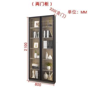 森美人北欧钢化玻璃转角书柜置物架组合办公书橱带灯展示柜定制F-05