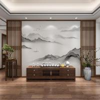 新中式屏风隔断客厅山水玄关别墅实木定制镂空酒店装饰格栅大座屏 红胡桃木:250*180cm高 整装