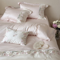 法式风长绒棉四件套100s浪漫花卉蕾丝被套纯棉刺绣床上用品