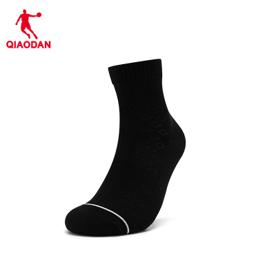乔丹 透气运动袜子跑步篮球袜短袜舒适训练中筒袜QTEAD3253005 黑色