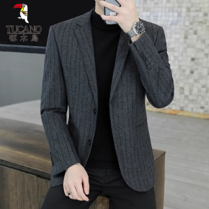 啄木鸟休闲西服男士单西外套春季新款潮牌高端商务高级小西装男款
