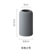 态生活北欧简约罗马柱彩色雾面质感干花花瓶家居桌面插花陶瓷摆件 三维工匠 蓝色大号配艾玛丽丝向日葵花束