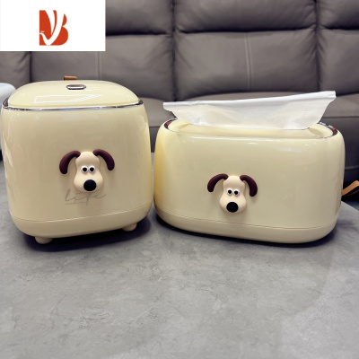 三维工匠纸巾盒客厅轻奢茶几桌面弹簧抽纸盒家用现代简约圆角边收纳盒 奶黄色升级款抽纸盒+桌面垃圾桶