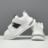 男生头层牛皮白色厚底板鞋男款潮鞋百搭欧洲站男士透气运动休闲鞋