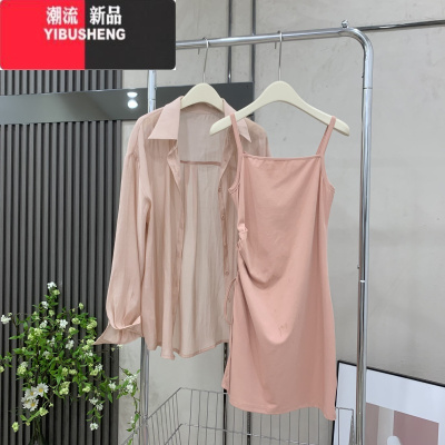 YIBUSHENG2024春季新款收腰吊带连衣裙高级感穿搭套装小个子独特绝美长裙